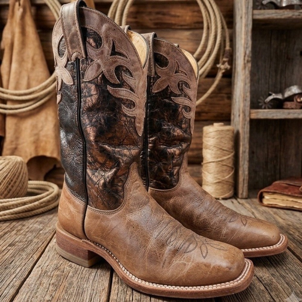Justin Bent Rail BRL318 Womens Western Cowboy Boots Tan Copper Leather USA 7.5 B